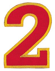 Nažehľovacie vyšívané čísla - dvojka červená výška 8 cm